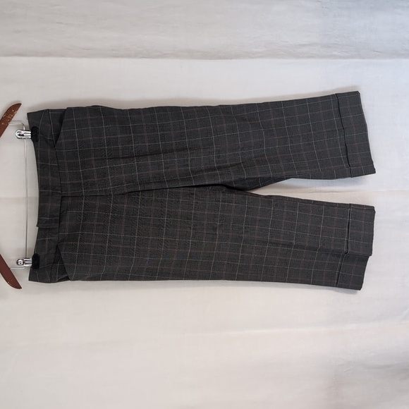 Worthington Stretch Grey Pink Plaid Straight Leg Crop Pants Size 10 - Picture 1 of 5